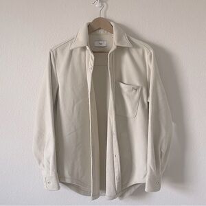 Aritzia TNA polar fleece shirt jacket in color Mullein